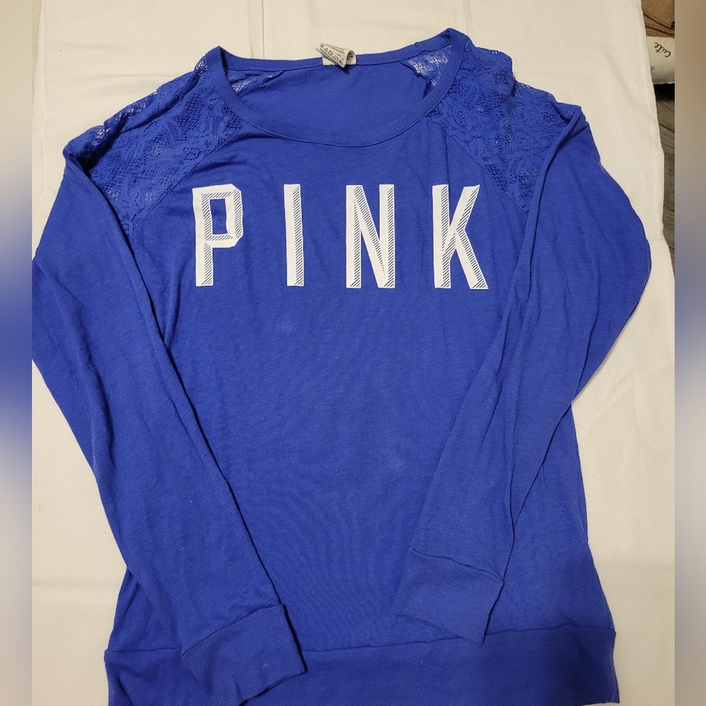 PINK Victoria's Secret Blue Long Sleeve Tee